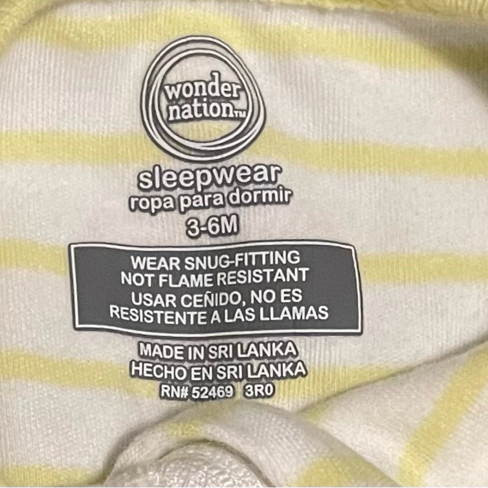 WONDER NATION Yellow & White Striped Bee Footies Sleeper - Picture 4 of 4
